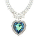 Picture of Crystal Heart Shape Necklace. Capri Blue (243) Color