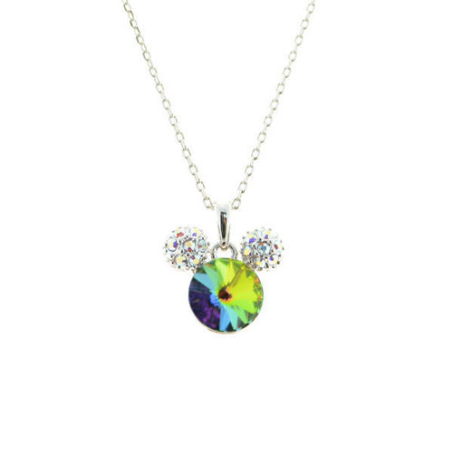 Picture of Crystal Mickey Mouse Necklace. Crystal Aurore Boreale (001 Ab) Color