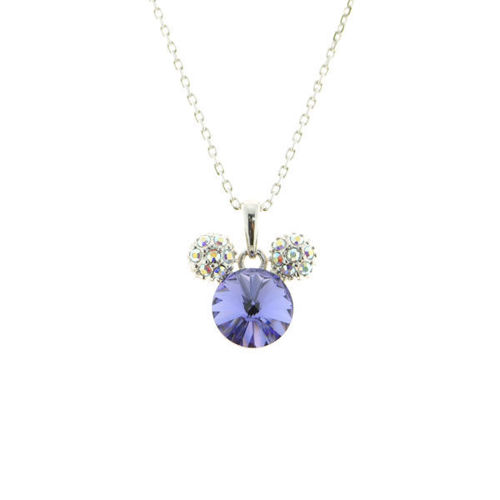 Picture of Crystal Mickey Mouse Necklace. Purple Velvet (277) Color