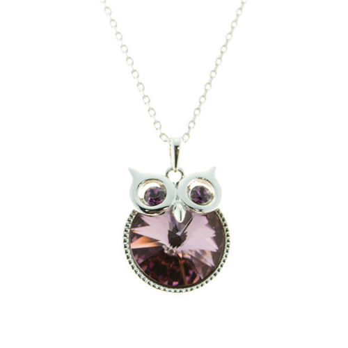 Picture of Crystal Owl Necklace Crystal From Swaroski. Amethyst (204) Color