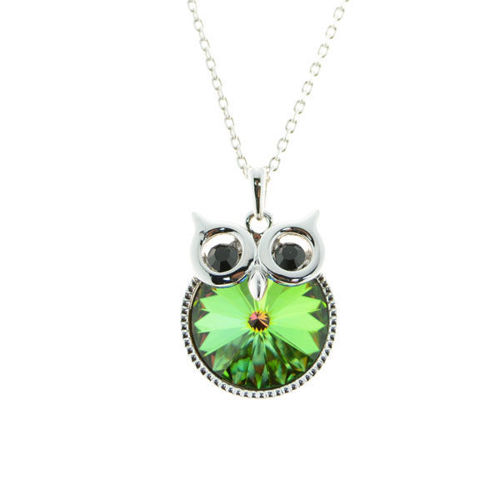 Picture of Crystal Owl Necklace Crystal From Swaroski. Crystal Vitrail Medium (001 Vm) Color