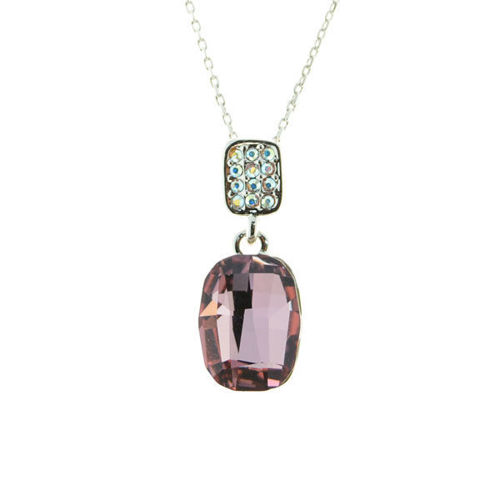 Picture of Crystal Rectangle Shape Necklace. Amethyst (204) Color