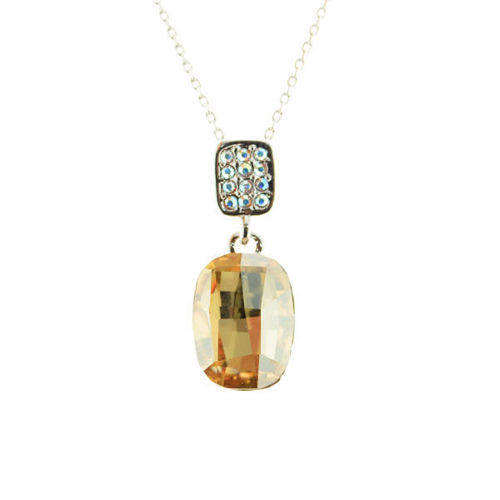 Picture of Crystal Rectangle Shape Necklace. Topaz (203) Color