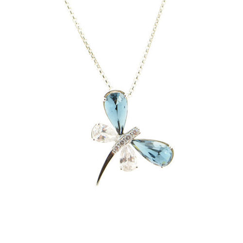 Picture of Crystal Small Dragonfly Necklace. Montana (207) Color