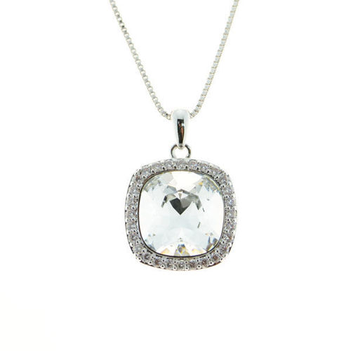 Picture of Crystal Square Shape Necklace. Crystal Aurore Boreale (001 ) Color