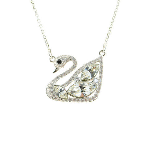 Picture of Crystal Swaan Shape Necklace. Crystal  Color