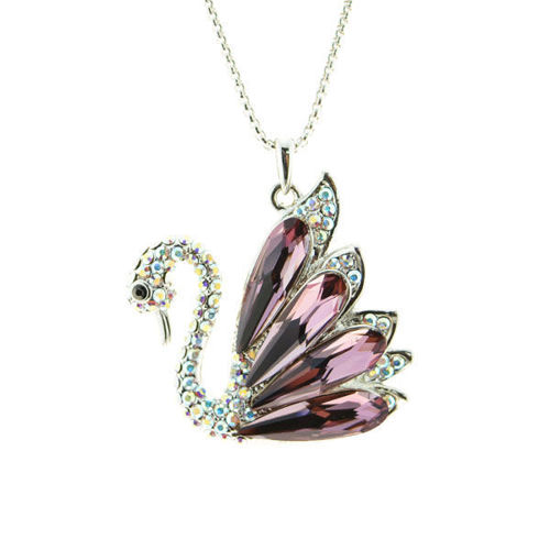 Picture of Crystal Swan Necklace. Amethyst (204) Color