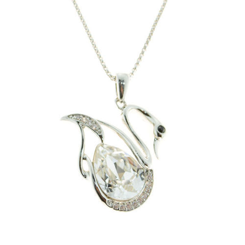 Picture of Crystal Swan Necklace. Crystal Aurore Boreale (001 Ab) Color