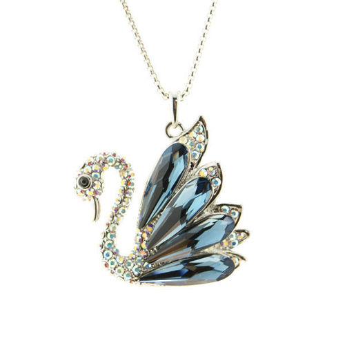 Picture of Crystal Swan Necklace. Montana (207) Color