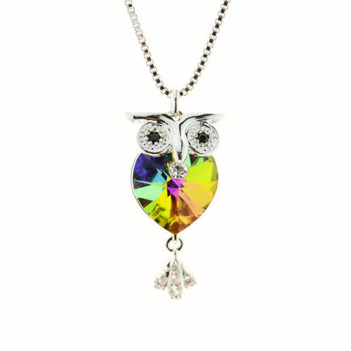 Picture of Crystal Owl Necklace Crystal From Swaroski. Crystal Vitrail Medium (001 Vm) Color