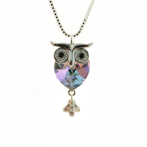 Picture of Crystal Owl Necklace Crystal From Swaroski. Crystal Volcano (001 Vol) Color