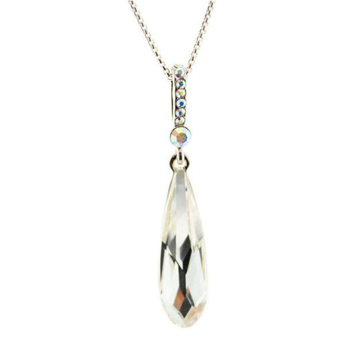 Picture of Crystal Teardrop Shape Necklace. Crystal  Color