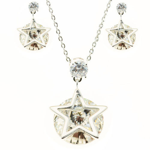 Picture of Crystal Necklace And Earrings Set Of 3. Crystal  Color