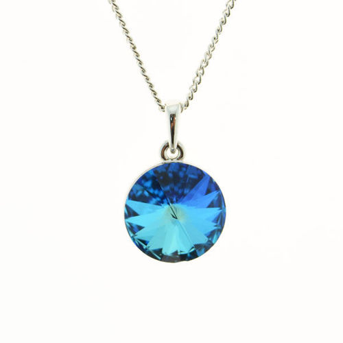 Picture of Crystal Round Shape Necklace. Blue Zircon (229) Color