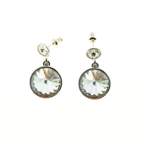 Picture of Crystal Circle Dangle Pierced Earrings. Crystal  Color (001)