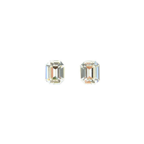 Picture of Crystal Octagonal Earrings Pierced Sterling Silver Post Crystal (001) Color
