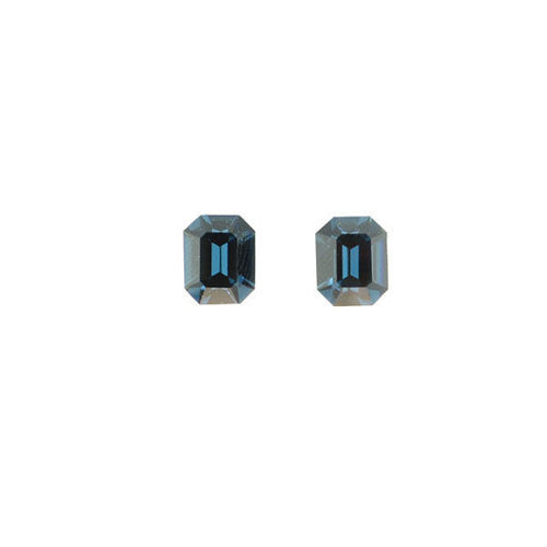 Picture of Crystal Octagonal Earrings Pierced Sterling Silver Post Sapphire (206) Color