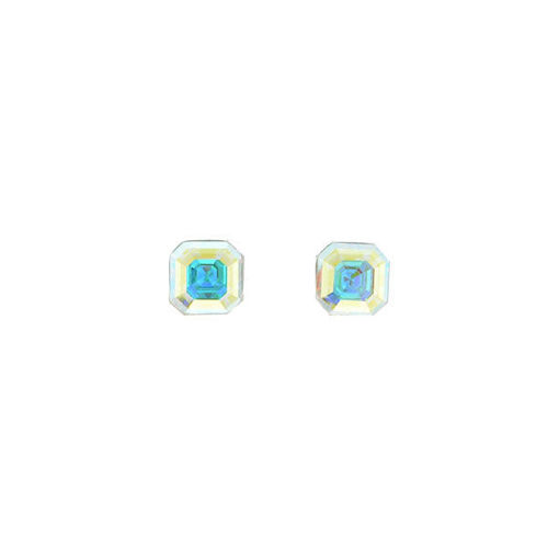 Picture of Crystal Octagonal ShapeEarrings Pierced Sterling Silver Post Aurore Boreale (001AB) Color