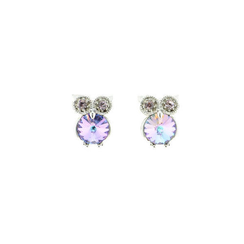 Picture of Crystal Owl Earrings Pierced Sterling Silver Post Crystal Volcano (001VOL)  Color