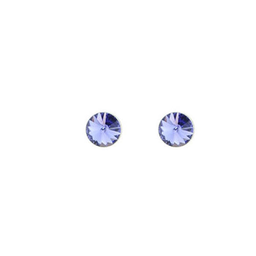 Picture of Crystal Round Earrings Pierced Sterling Silver Post Purple Velvet (277) Color