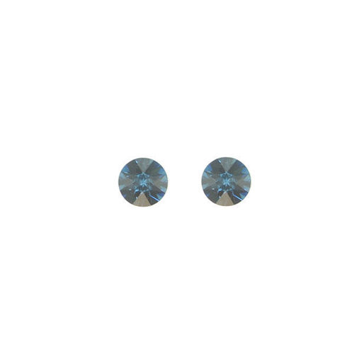 Picture of Crystal Round Earrings Pierced Sterling Silver Post Sapphire (206) Color