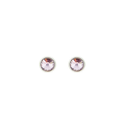 Picture of Crystal Round Shape Earrings Pierced Sterling Silver Post Amethysr (204) Color