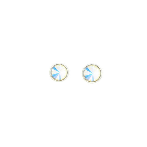 Picture of Crystal Round Shape Earrings Pierced Sterling Silver Post Aurore Boreale (001AB) Color