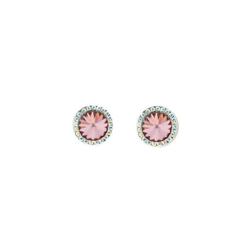 Picture of Crystal Round shape Earrings Pierced Sterling Silver Post Crystal Amethyst (204) Color