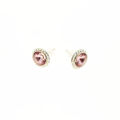 Picture of Crystal Round shape Earrings Pierced Sterling Silver Post Crystal Amethyst (204) Color