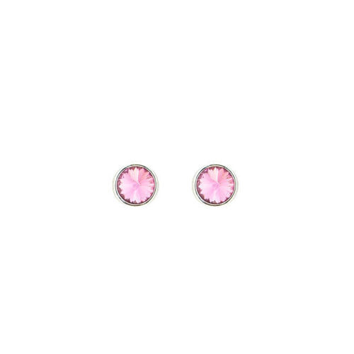 Picture of Crystal Round Shape Earrings Pierced Sterling Silver Post Indian Pink (289) Color