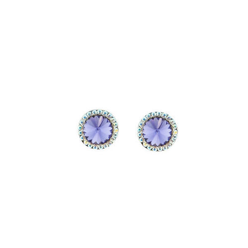 Picture of Crystal Round shape Earrings Pierced Sterling Silver Post Purple Velvet(277) Color