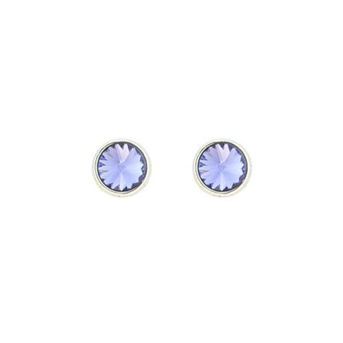 Picture of Crystal Round Shape Earrings Pierced Sterling Silver Post Tanzanite (539) Color