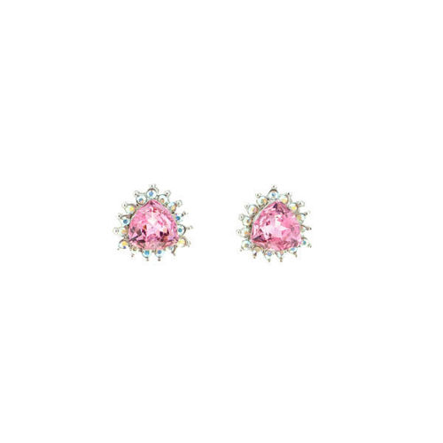 Picture of Crystal triangle shape Earrings Pierced Sterling Silver Post Indian Pink (289)Color