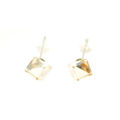 Picture of Crystal Earrings  Solid Square Shape Pierced Sterling Silver Post Crystal Luminous Green (001LUGM) Color