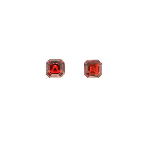 Picture of Crystal Octagonal ShapeEarrings Pierced Sterling Silver Post Ruby (501) Color