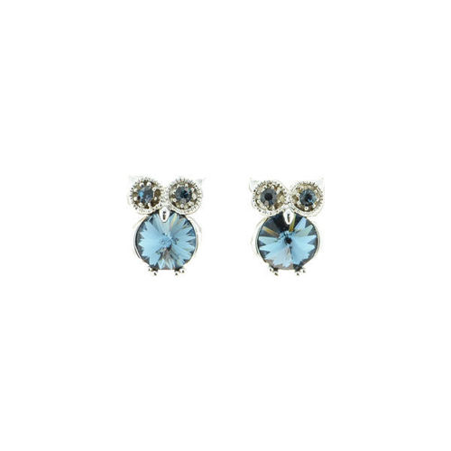 Picture of Crystal Owl Earrings Pierced Sterling Silver Post Montana (207)  Color