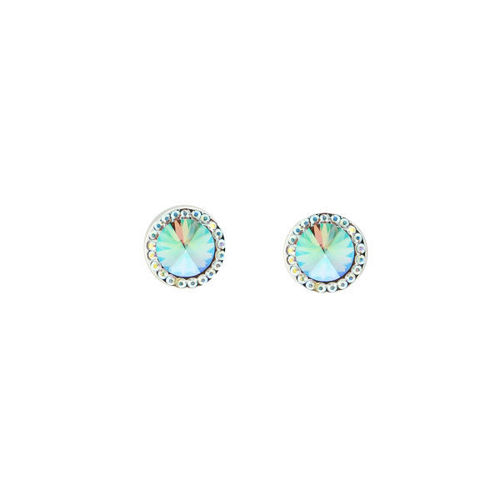 Picture of Crystal Round shape Earrings Pierced Sterling Silver Post Crystal Vitrail Medium (001VM) Color