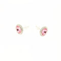 Picture of Crystal Round shape Earrings Pierced Sterling Silver Post Rose (209) Color