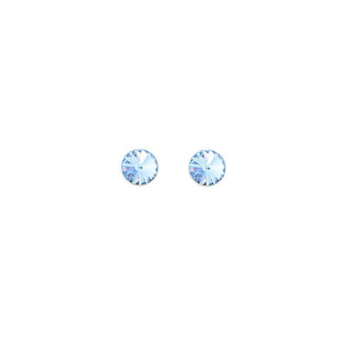 Picture of Crystal Round Shape Earrings Pierced Sterling Silver Post Sapphire (206) Color