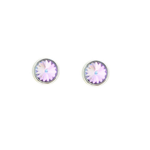 Picture of Crystal Round Shape Earrings Pierced Sterling Silver Post Crystal Volcano (001VOL) Color