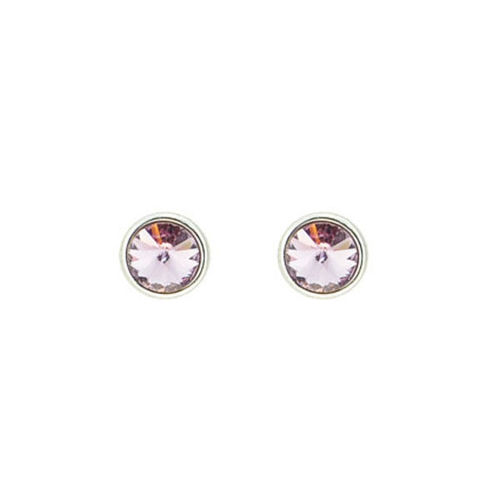 Picture of Crystal Round Shape Earrings Pierced Sterling Silver Post Amethyst (204) Color