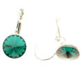 Picture of Crystal Round Shape Clip Pierced Earrings Sterling Silver Post Emerald   (205) Color