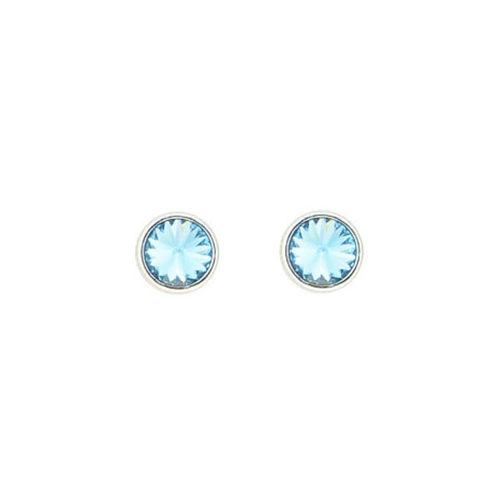 Picture of Crystal Round Shape Earrings Pierced Sterling Silver Post Light Turquoise (263) Color