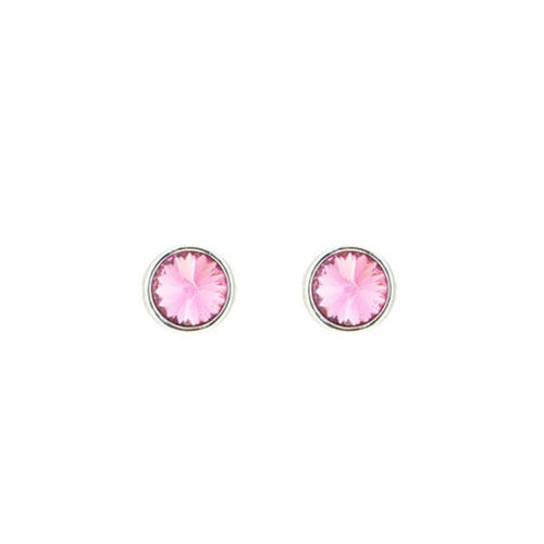 Picture of Crystal Round Shape Earrings Pierced Sterling Silver Post Padparadscha (542) Color