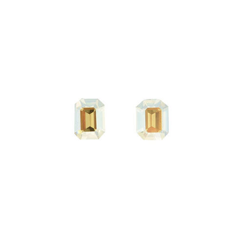 Picture of Crystal Octagonal Earrings Pierced Sterling Silver Post Topaz (203) Color