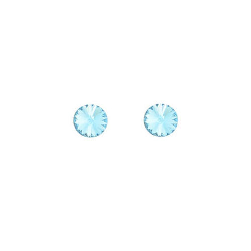 Picture of Crystal Round Earrings Pierced Sterling Silver Post Blue Zircon (229) Color