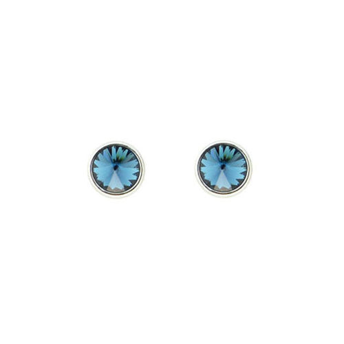 Picture of Crystal Round Shape Earrings Pierced Sterling Silver Post Montana (207) Color