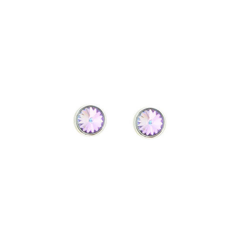 Picture of Crystal Round Shape Earrings Pierced Sterling Silver Post Crystal Volcano (001VOL) Color