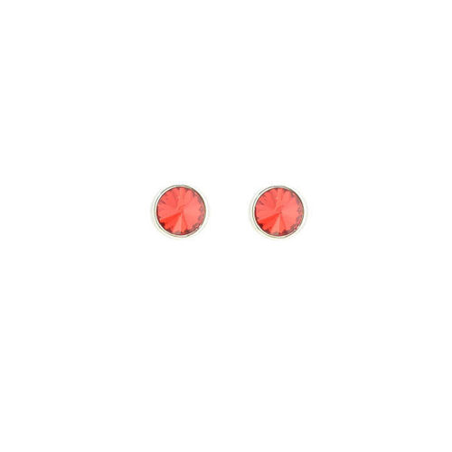 Picture of Crystal Round Shape Earrings Pierced Sterling Silver Post Light Siam(227) Color