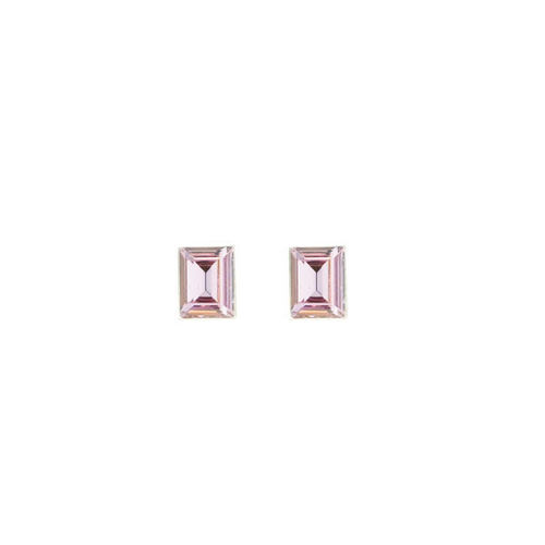 Picture of Crystal Rectangle Earrings Pierced Sterling Silver Post Amethyst (204) Color